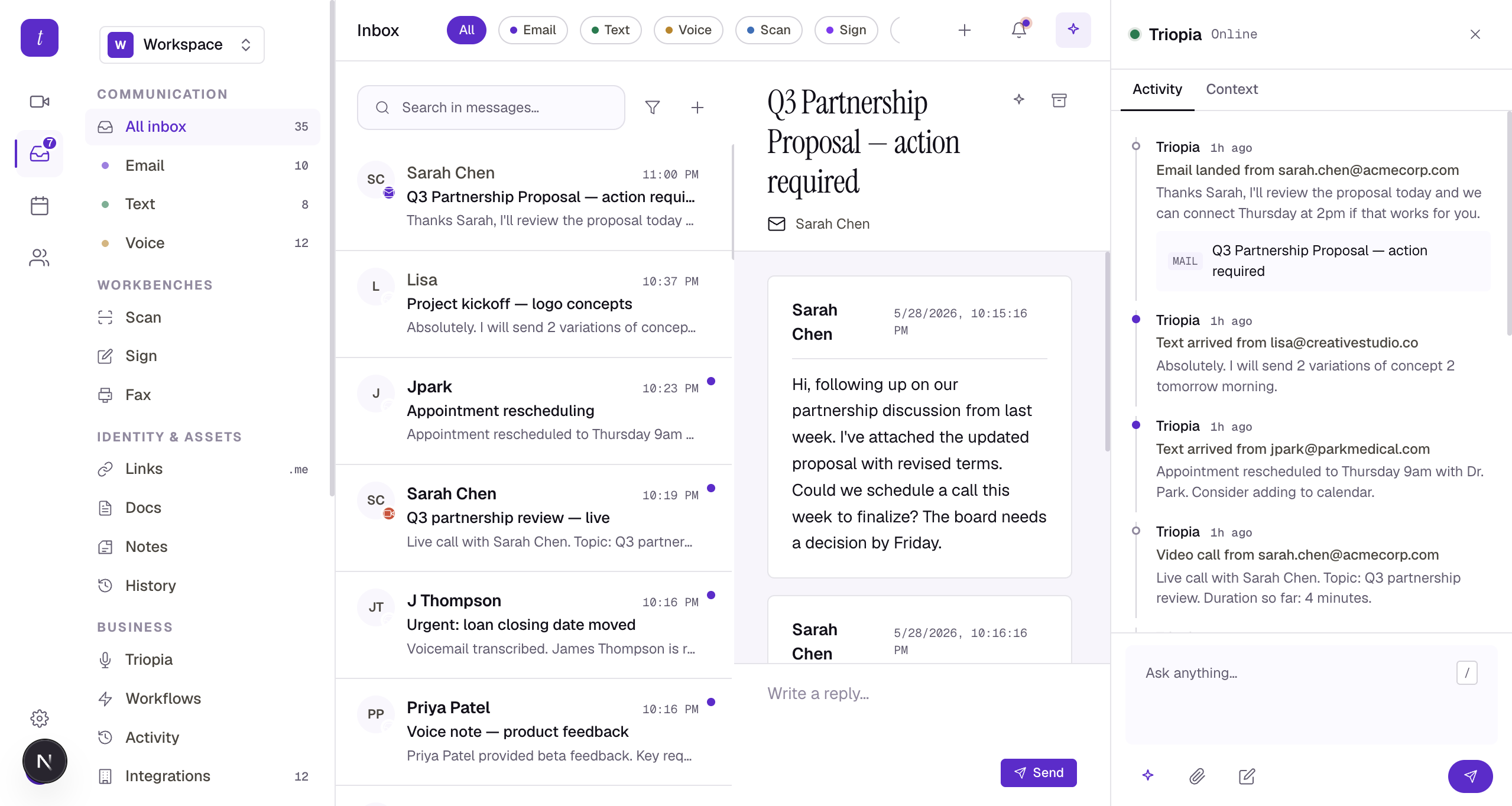 Triopia inbox